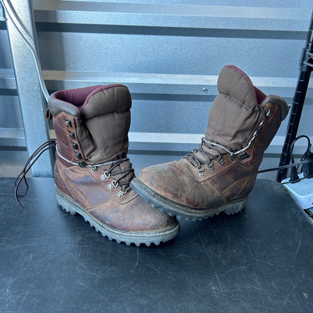 Cabelas Hunting Boots Mens 10D Brown Leather Thinsulate Ultra Insulated Rugged